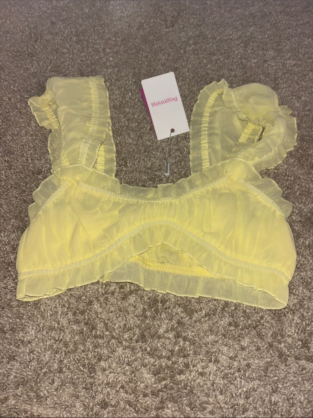 Light Yellow Ruffle Bralette - Women going out top